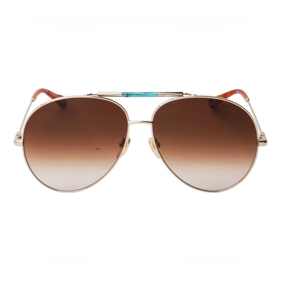 Chloe Accessories - CHLOE CH0113S Aviator Gold Sunglasses with Turquoise Stone NWOT